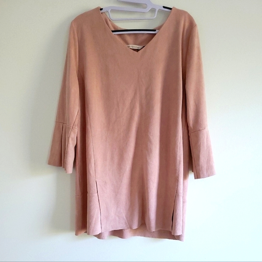 Soft Surroundings Indi‎ Pink V Neck Tunic Dress Size L